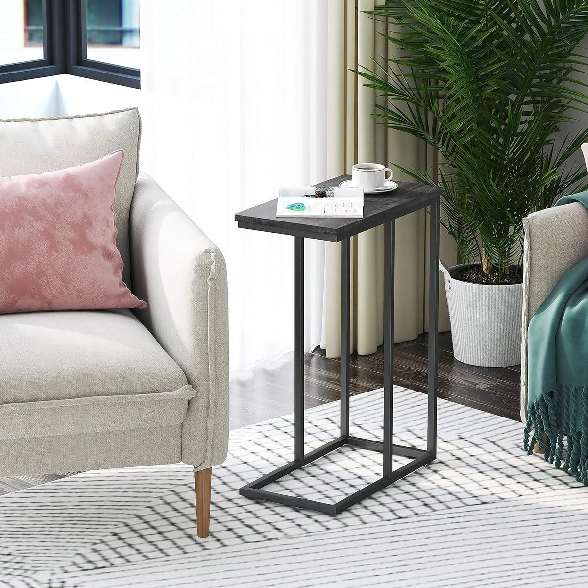 C Shaped End Table Set of 2 Grey T96220