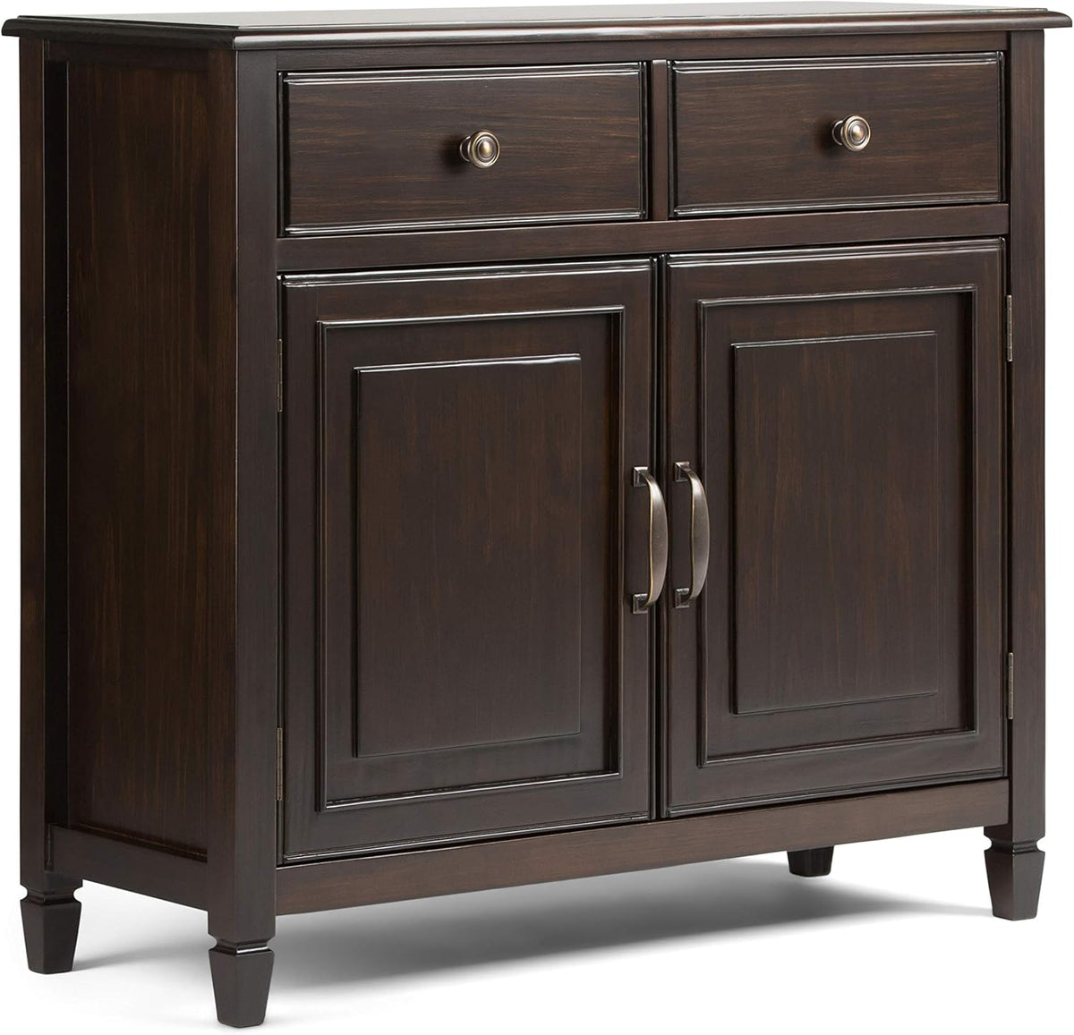 Distressed Grey Solid Wood Storage Cabinet with 2 Drawers and 2 Doors B113975