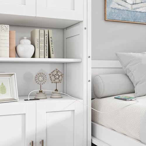Queen Size Murphy Bed with Desk Combo White C966