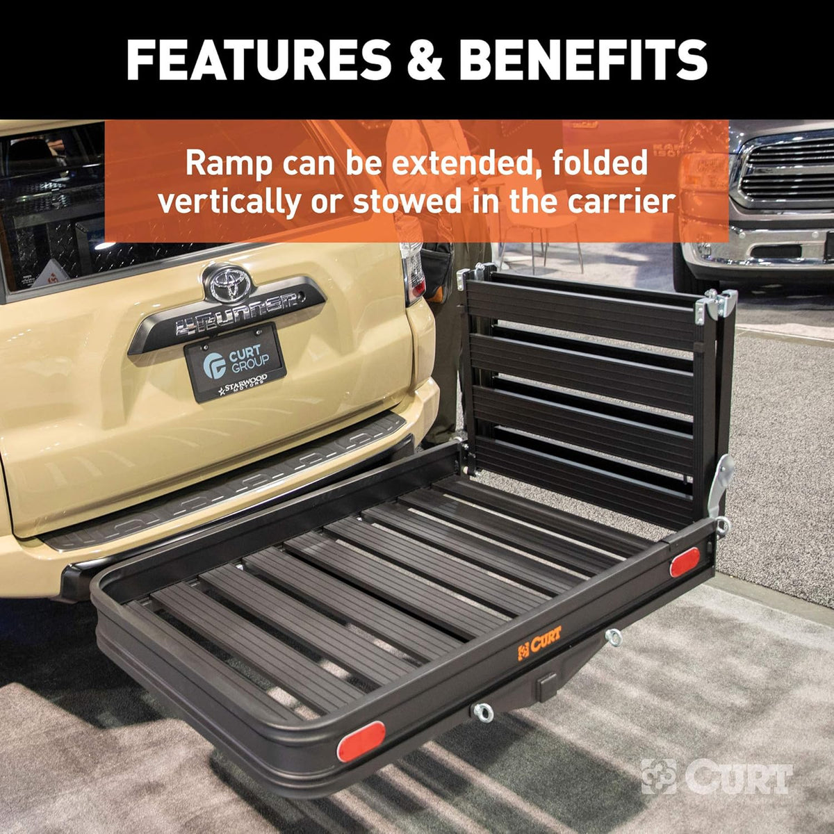 Black Aluminum Hitch Cargo Carrier with Ramp P47096