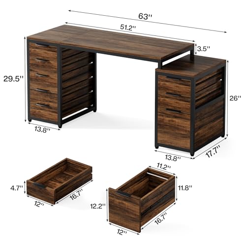 63" Computer Desk with 8 Drawers P38584
