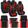 Black/Red Stripe Seat Covers Full Set Pack of 2 E678