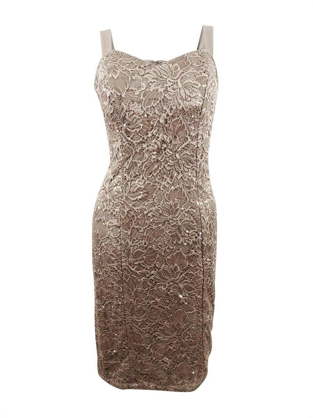 Lace Sequin-Embellished Dress & Jacket (6, Mocha) D6444