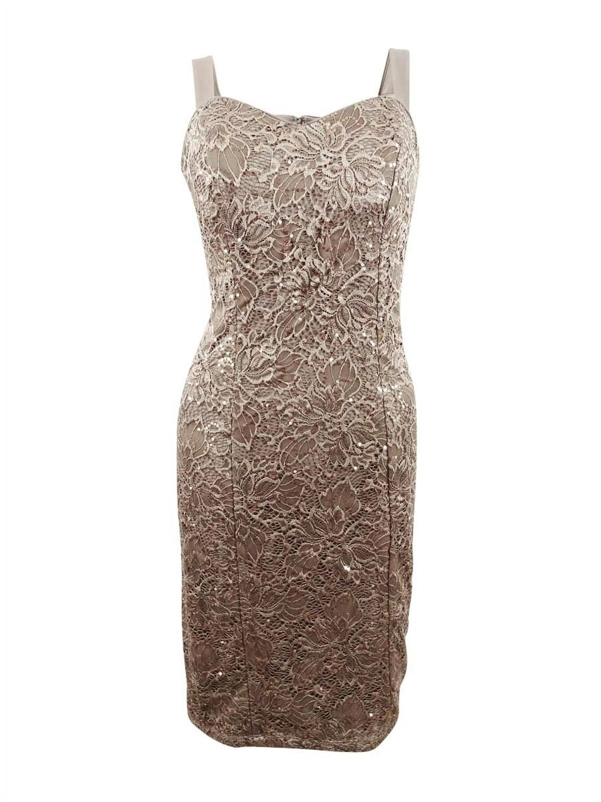 Lace Sequin-Embellished Dress & Jacket (6, Mocha) D6444