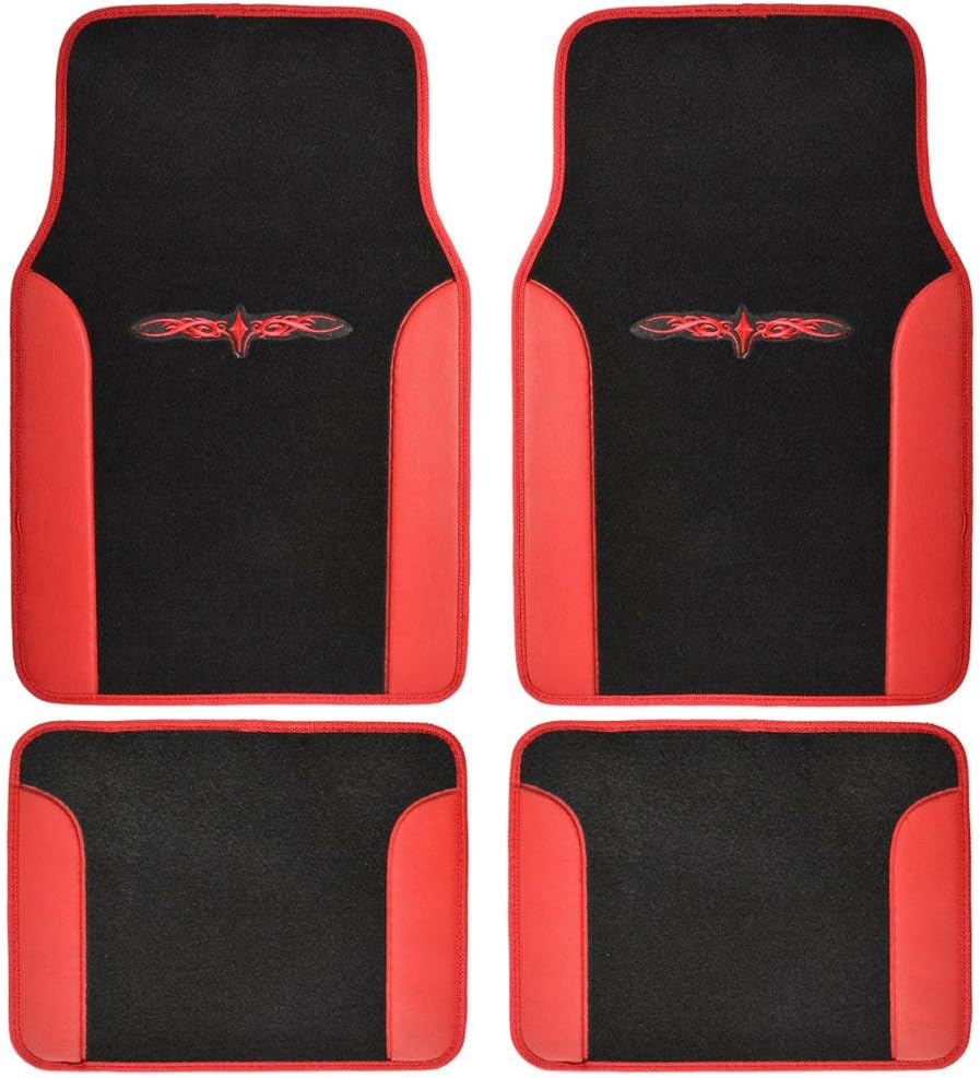 Black/Red Stripe Seat Covers Full Set Pack of 2 E678