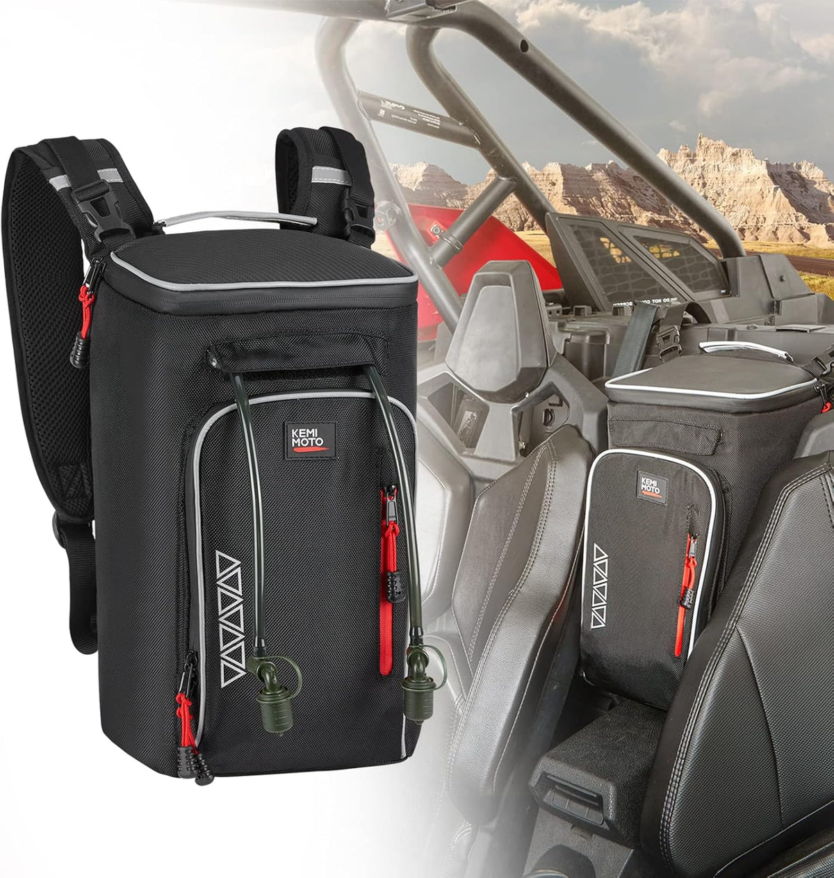 Storage Center Shoulder Console Cargo Bag Between Seat Storage with Two Hydration Backpacks E1155