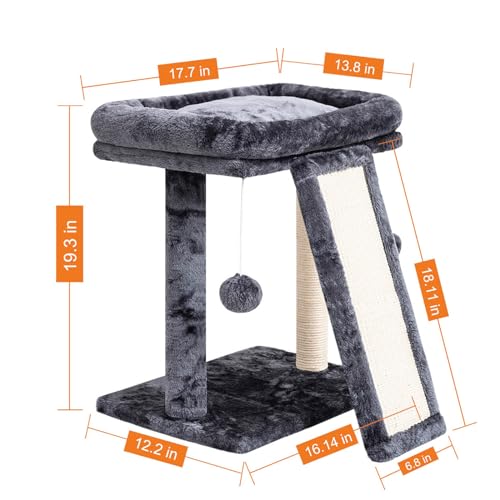 Small Cat Tree with Scratching Post, Light Grey M8035