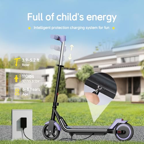 Kids Electric Scooter, 3/6/10mph Speeds, Adjustable Height, 150W, Dual Brake B109503