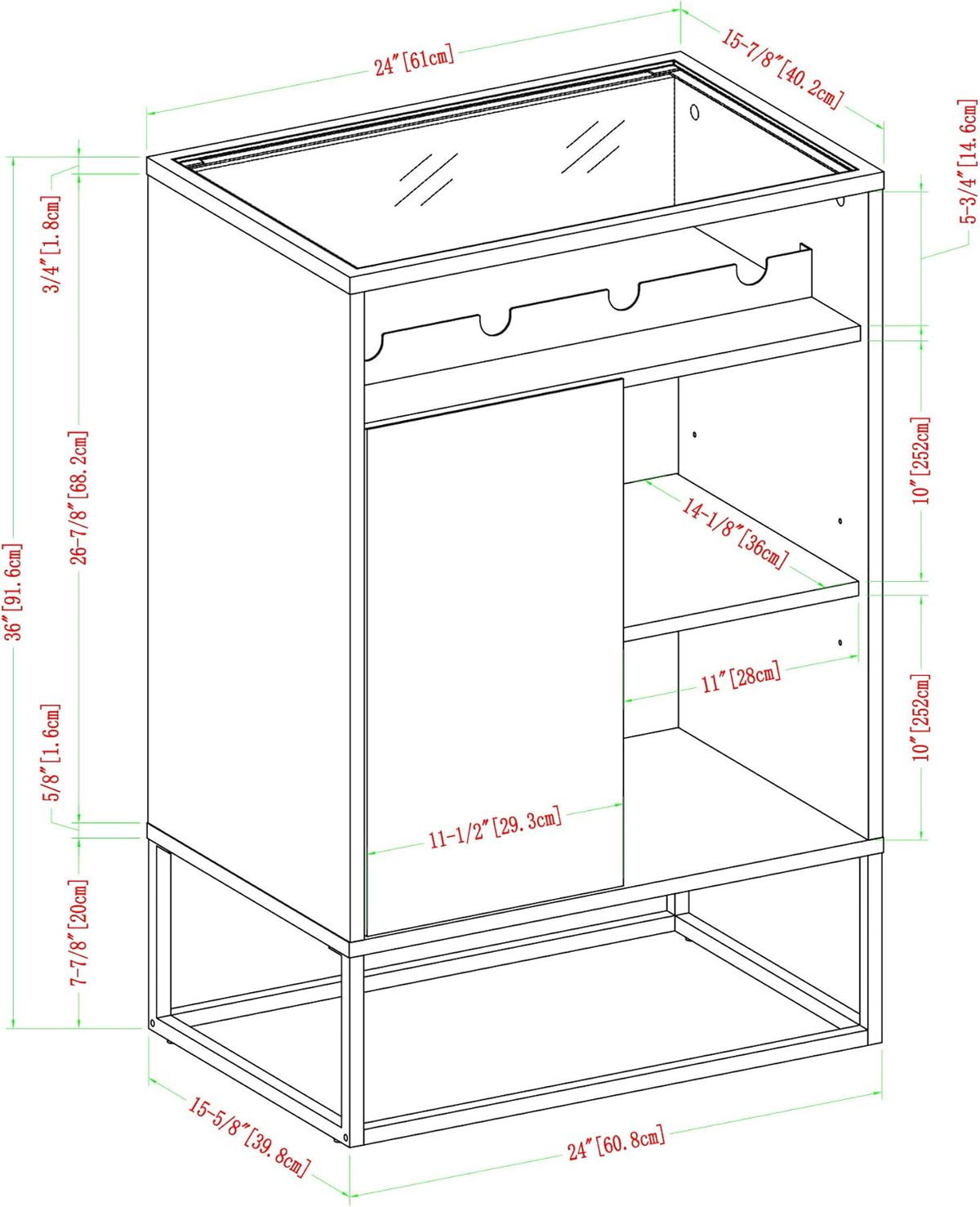 Rustic Oak Wood and Glass Bar Cabinet I3208