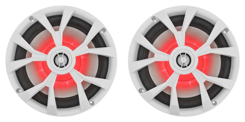 Marine Receiver with Bluetooth and 4 8" White LED Speakers B28816