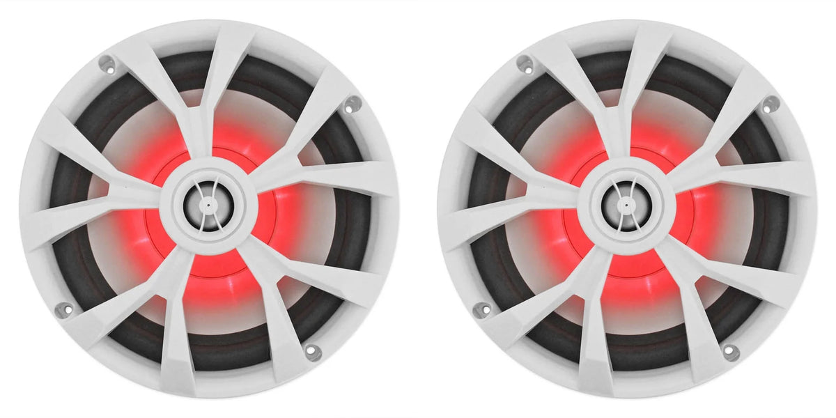 Marine Receiver with Bluetooth and 4 8" White LED Speakers B28816