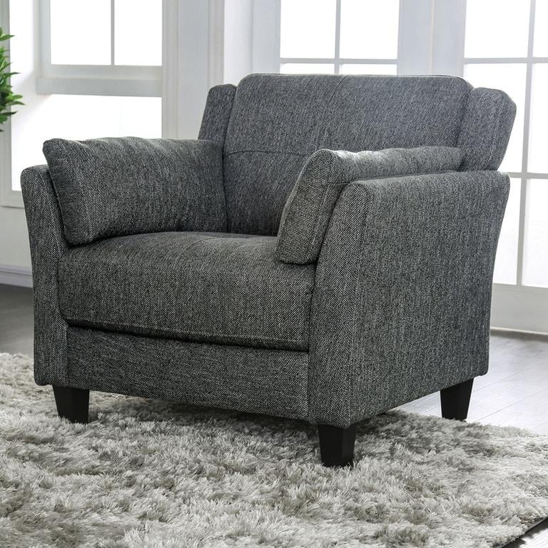 Gray Linen-like Fabric Living Room Set 3pcs I3479