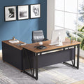 L-Shaped Computer Desk with File Cabinet and Storage Shelves F686