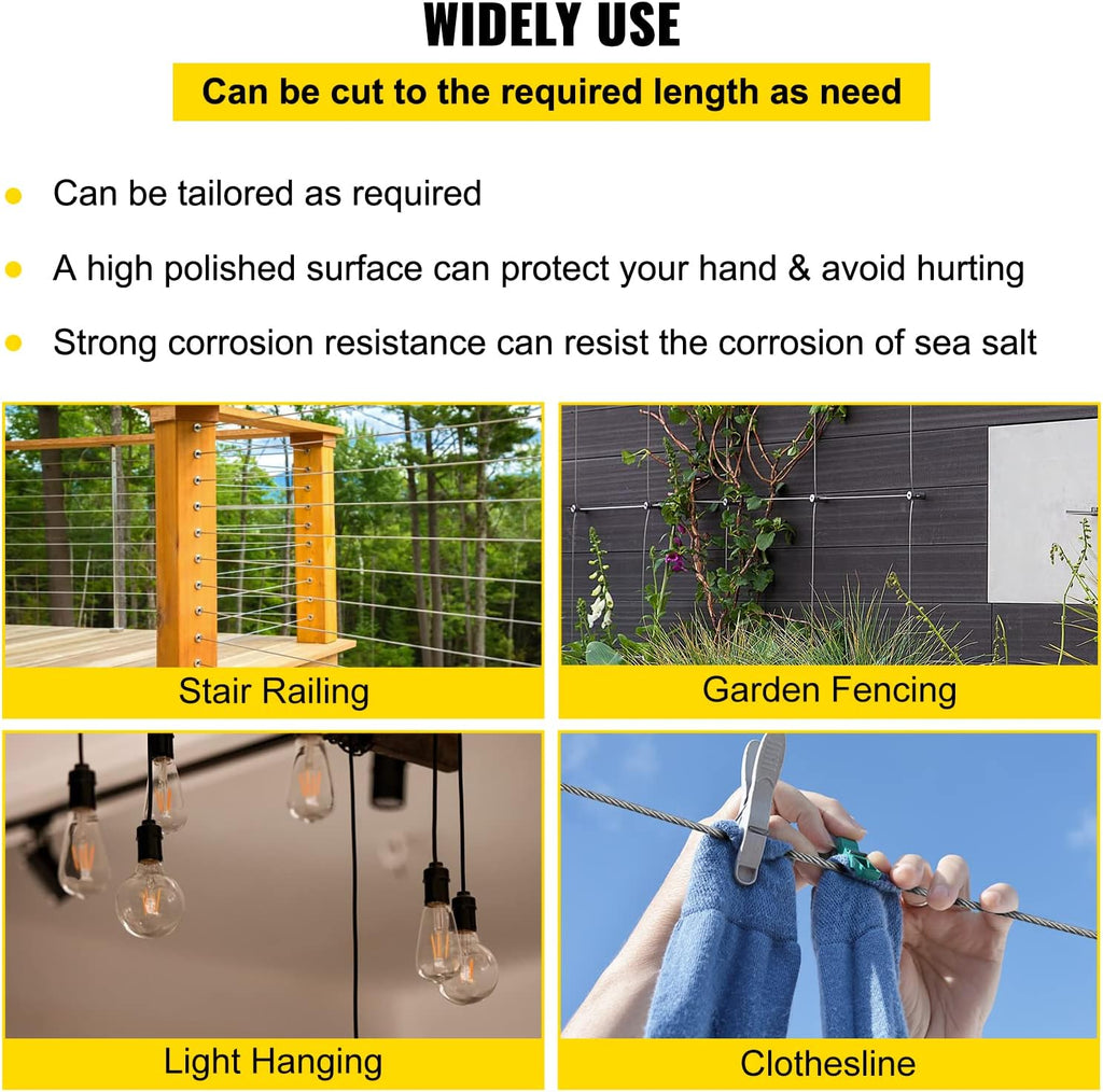 Stainless Steel Cable Railing 1/8x 500ft Wire Rope R9259