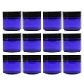 2 oz Cobalt Blue Glass Cosmetic Jars 12-Pack with Black Lined Lids V508