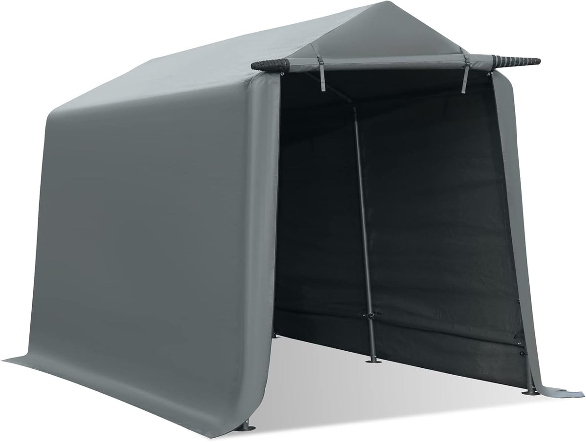 10x10 ft Portable Storage Shed with Roll-up Zipper Door, Gray Q5499