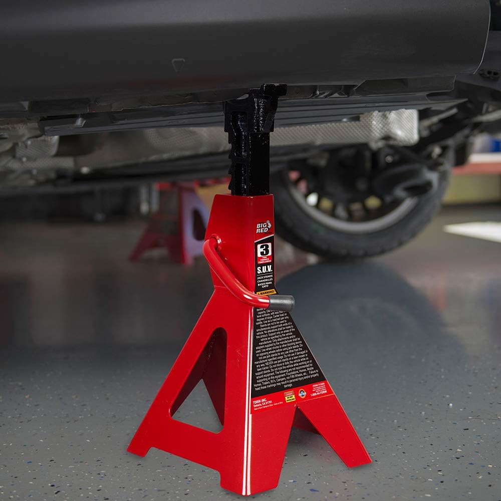 3 Ton Steel Jack Stands, Red, Pack of 2 M155022