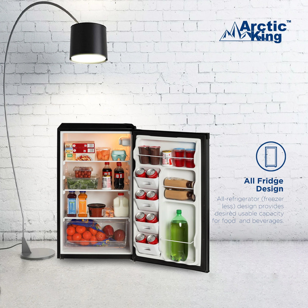 4.4 Cu ft One-Door Mini Fridge, Black Stainless Steel Look E4448