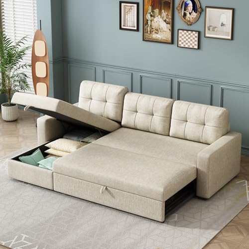 L Shaped Sleeper Sofa with Pull Out Bed and Storage A544723
