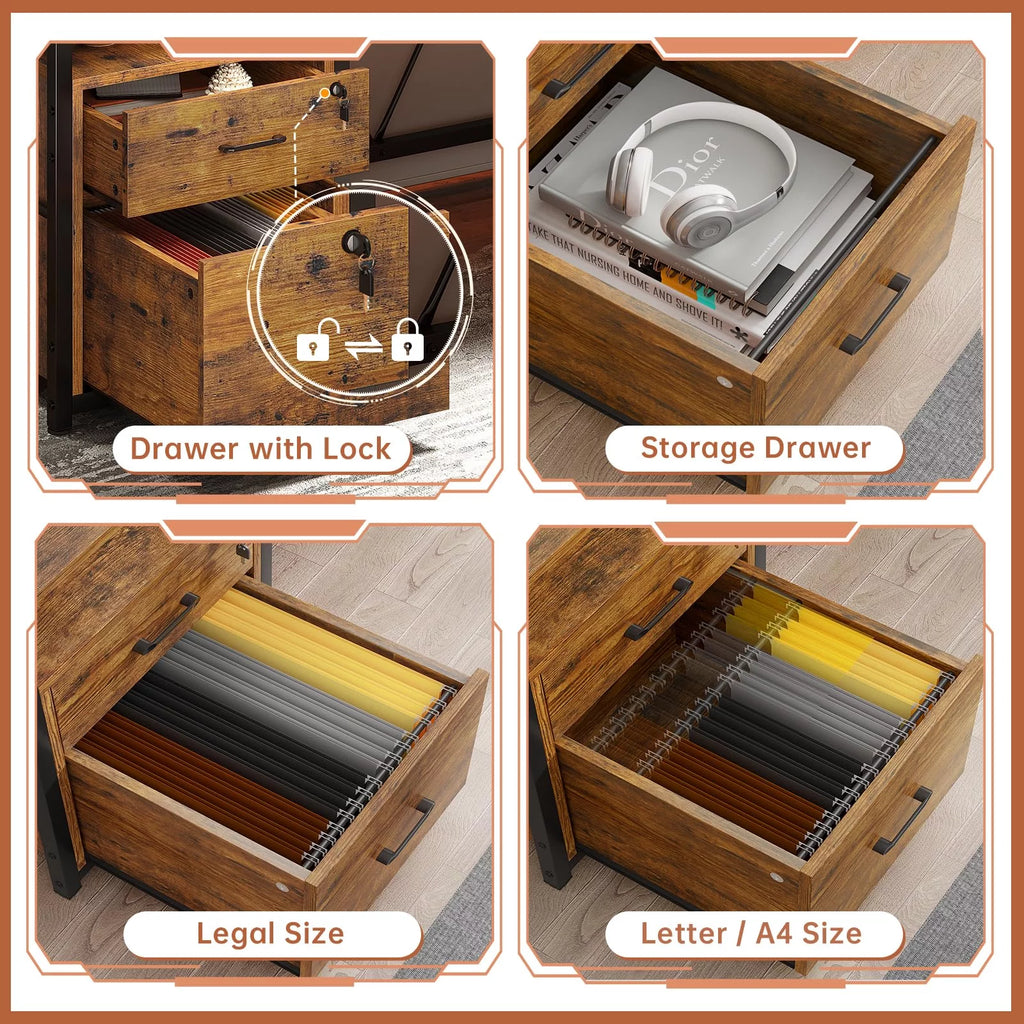Computer Desk with LED Light and USB Charging Ports F886828