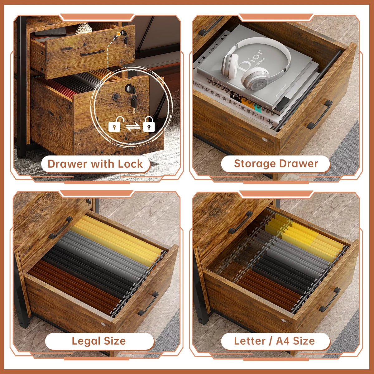 Computer Desk with LED Light and USB Charging Ports F886828