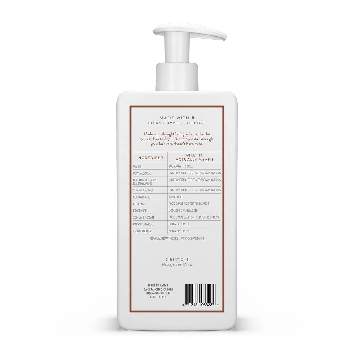 Moisturizing Conditioner Coconut & Vanilla Sulfate & Paraben Free 16.5 oz L686