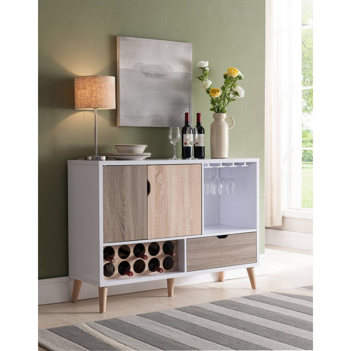 Glossy White and Weathered Sand Buffet C15706