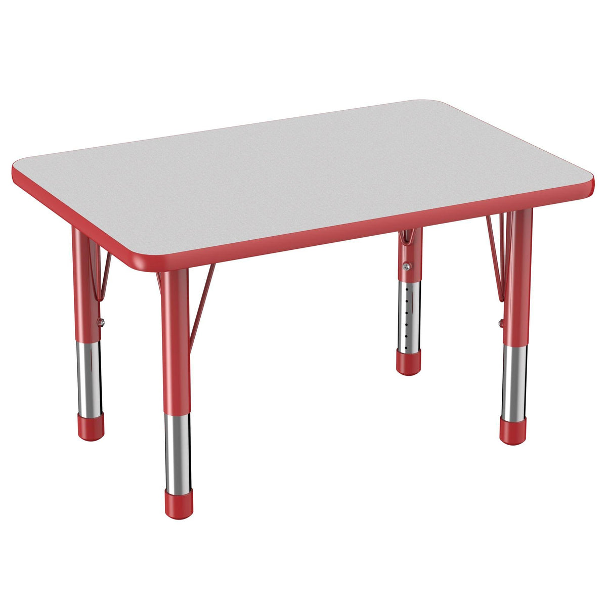 Rectangle T-Mold Adjustable Activity Table with Chunky Leg - Gray/Red E49112