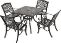 Hammered Bronze Cast Aluminum 5 Pcs Outdoor Dining Set I382973