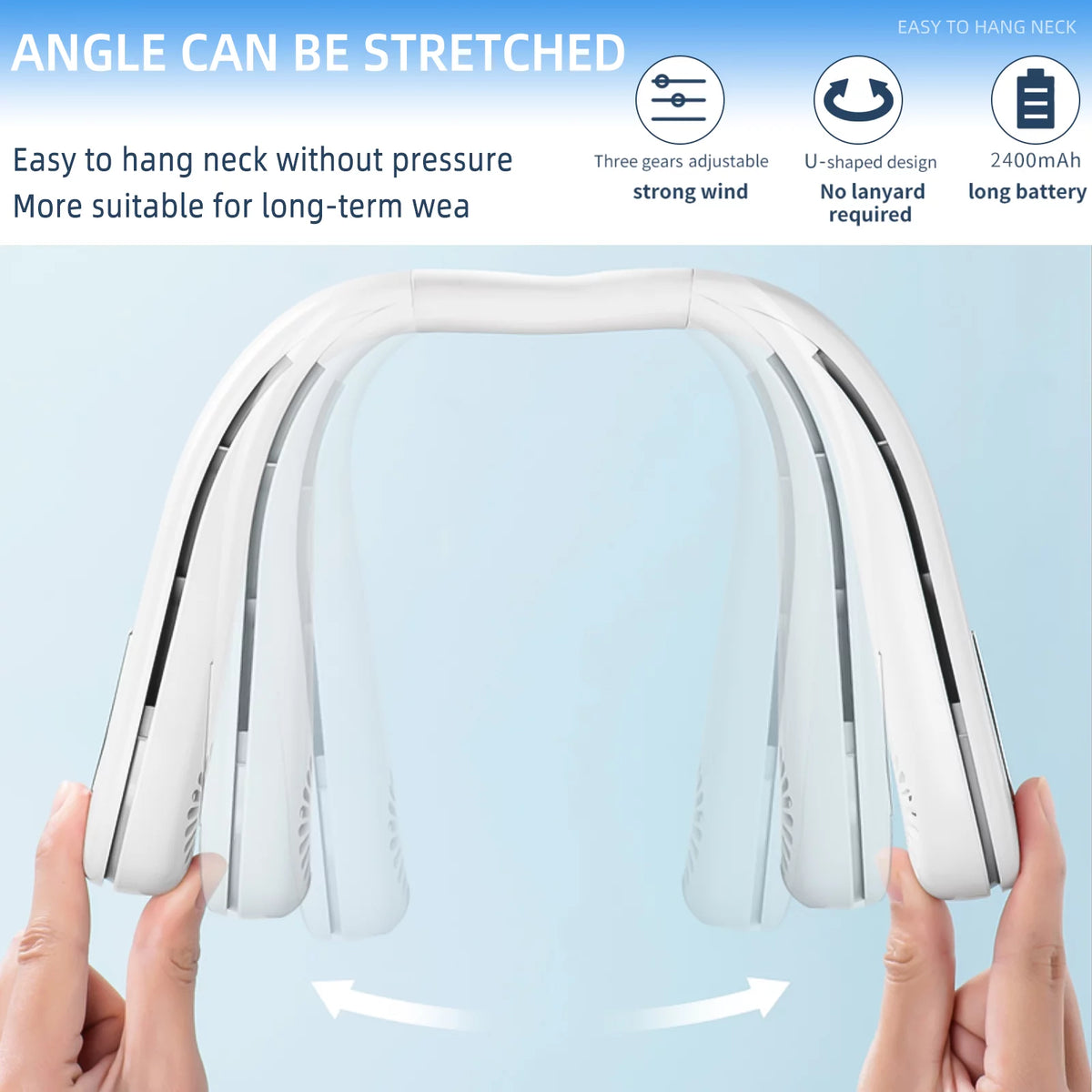 Portable Bladeless Neck Fan with 3 Speeds E68869
