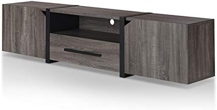 Rustic Wood 81.5-Inch TV Stand in Distressed Gray O727