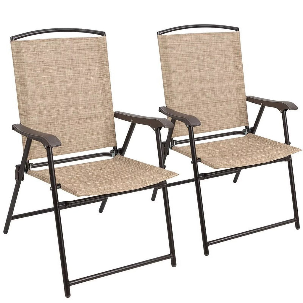 2 Pieces Beige Patio Folding Chairs B54601