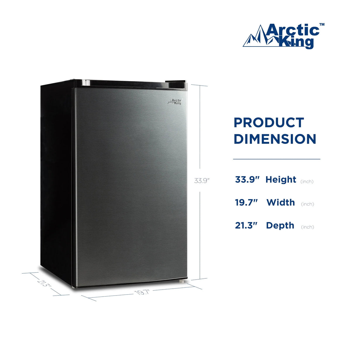 4.4 Cu ft One-Door Mini Fridge, Black Stainless Steel Look E4448