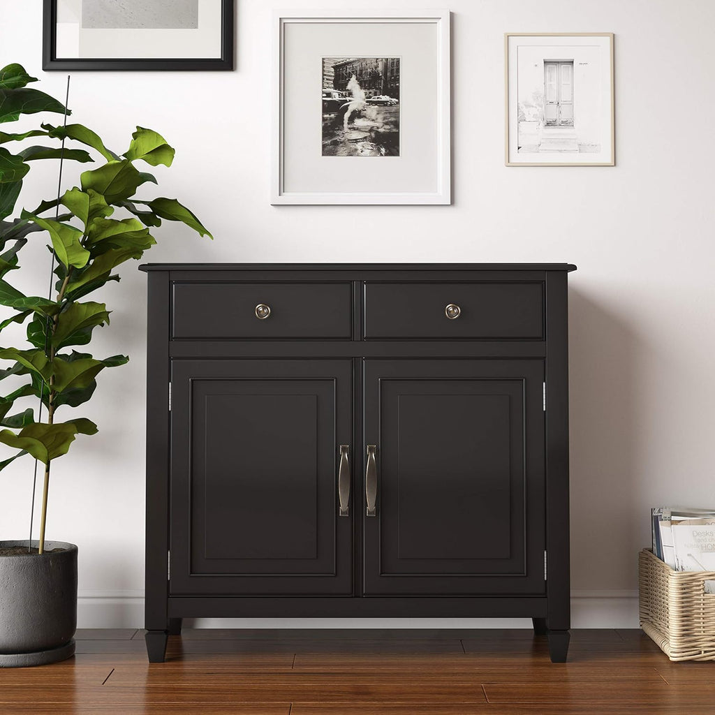 Distressed Grey Solid Wood Storage Cabinet with 2 Drawers and 2 Doors B113975