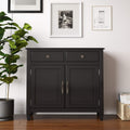 Distressed Grey Solid Wood Storage Cabinet with 2 Drawers and 2 Doors B113975