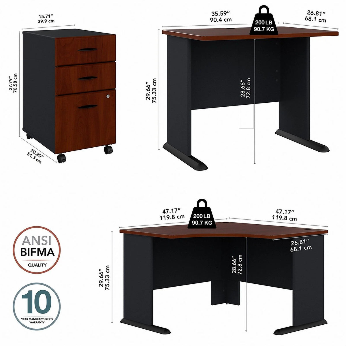 83" L Shaped Executive Desk in Hansen Cherry G1126