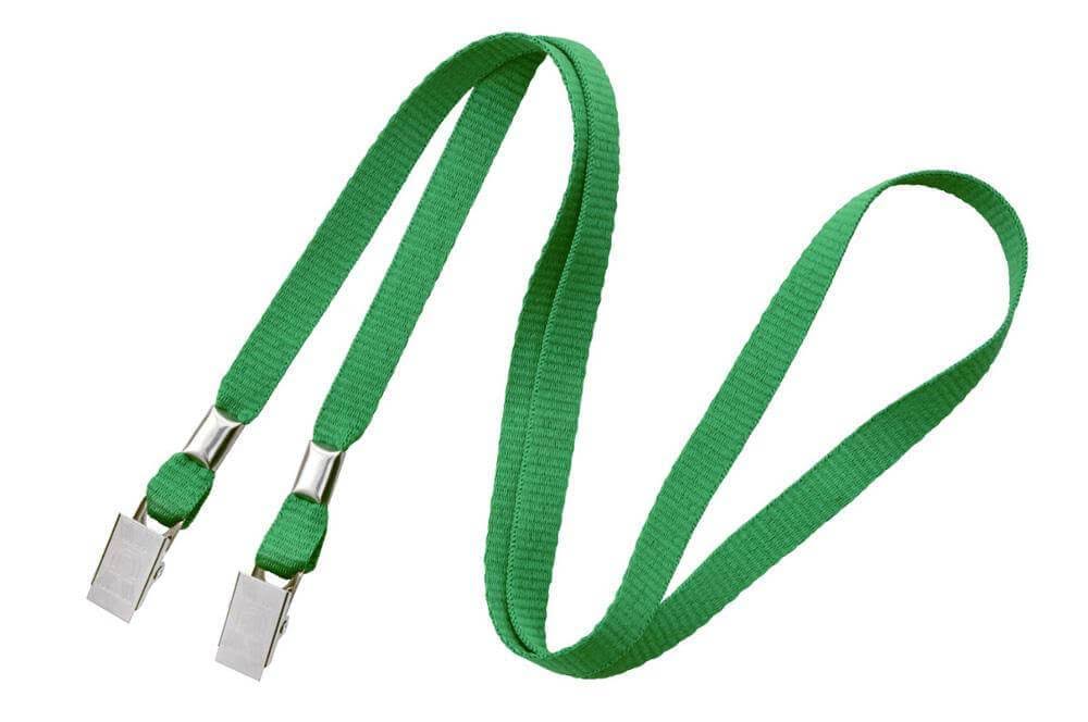 Double Clip Lanyards Bulldog Clips Green N483