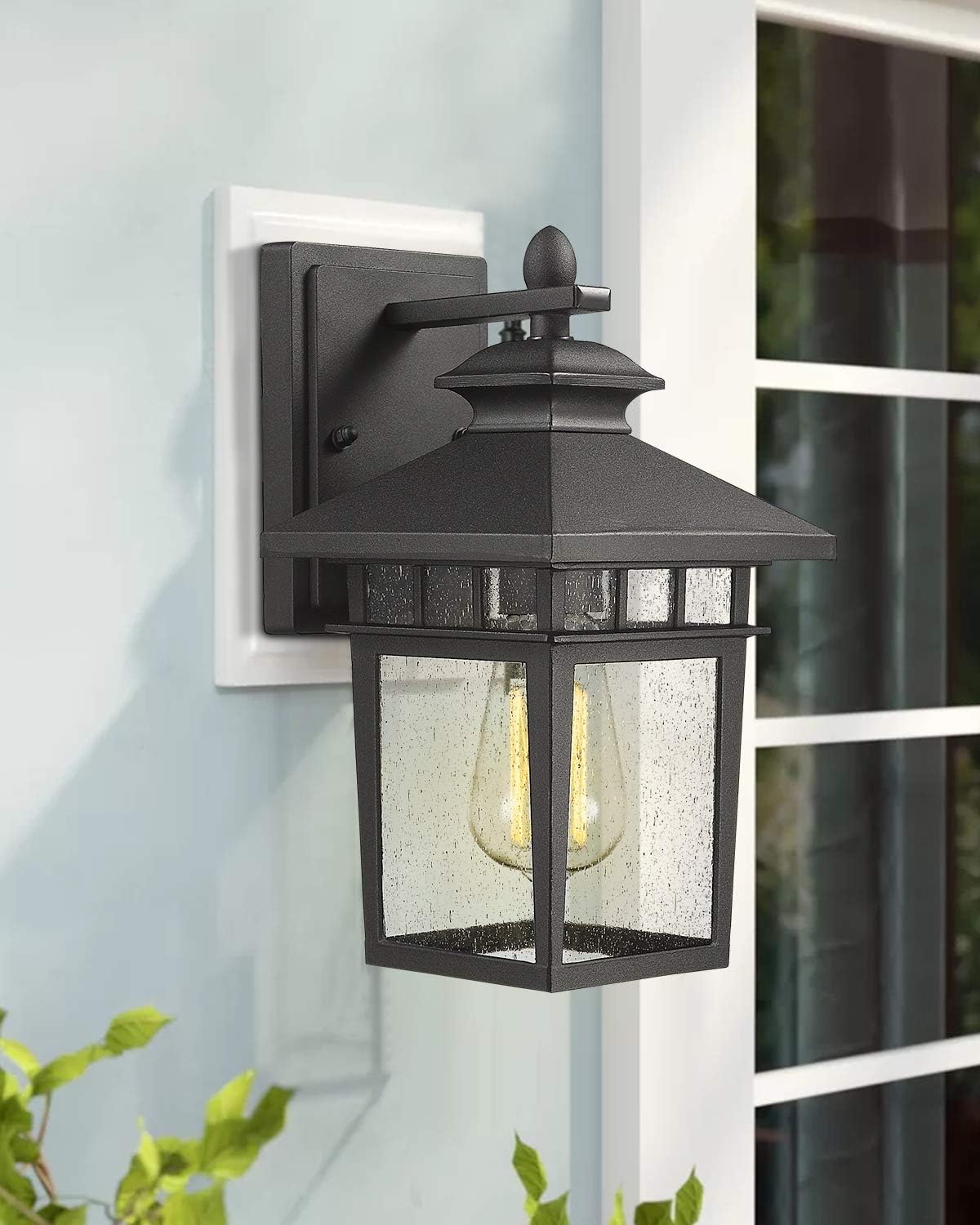 Set of 2 Sanded Black Cast-Aluminum Wall Mount Lights B3791