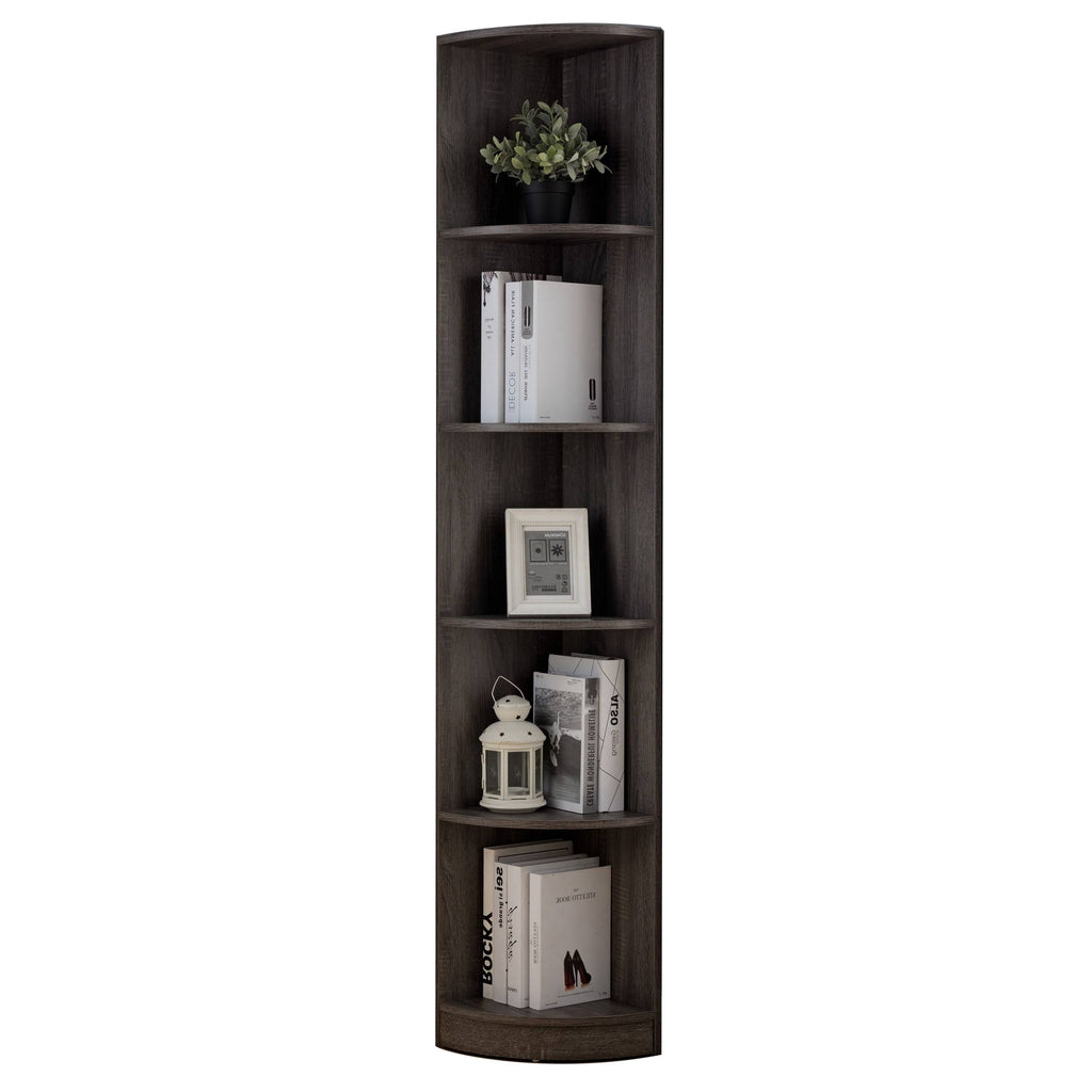 5 Tier Corner Wooden Bookcase Shelving Unit E76658