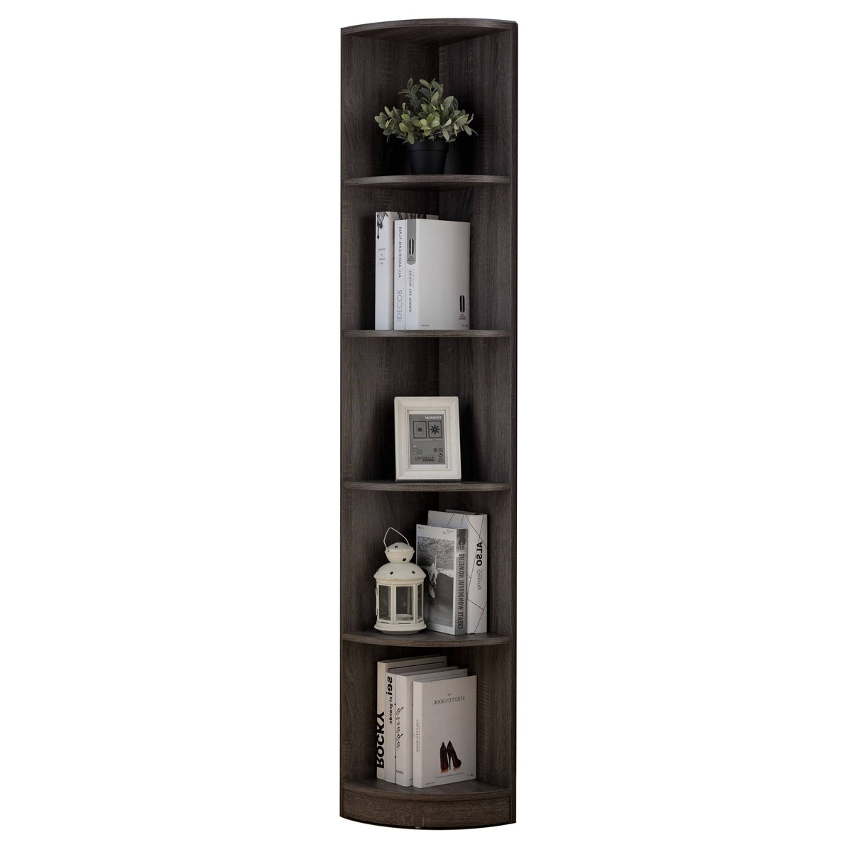 5 Tier Corner Wooden Bookcase Shelving Unit E76658