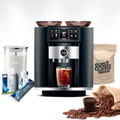 Diamond Black Automatic Espresso Machine Bundle with Water Stabilizer, Milk System Cleaner Mini-Tabs, Cleaning Tablets, Milk Containers, and Coffee Bean (6 Items) W2163