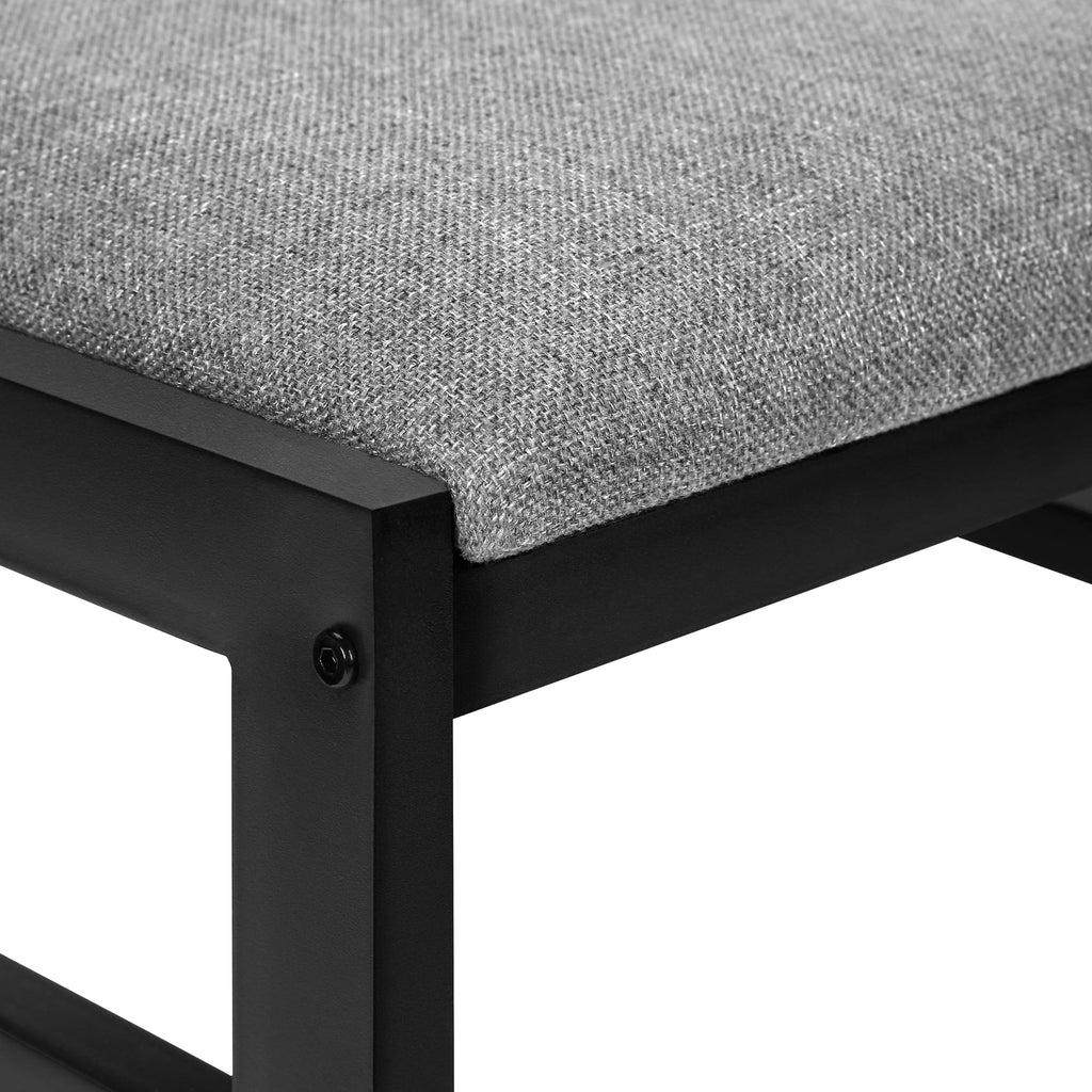 Gray 3pcs Drop Leaf Dining Table Set with Black Metal P487737