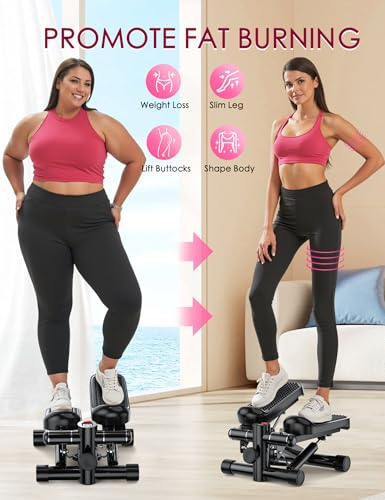 Mini Stepper with Resistance Bands, Adjustable Height Fitness Stepper Machine C74093