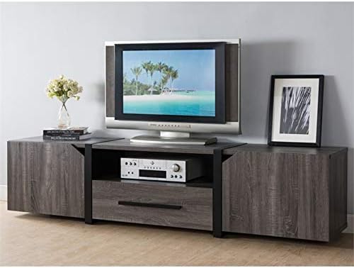 Rustic Wood 81.5-Inch TV Stand in Distressed Gray O727