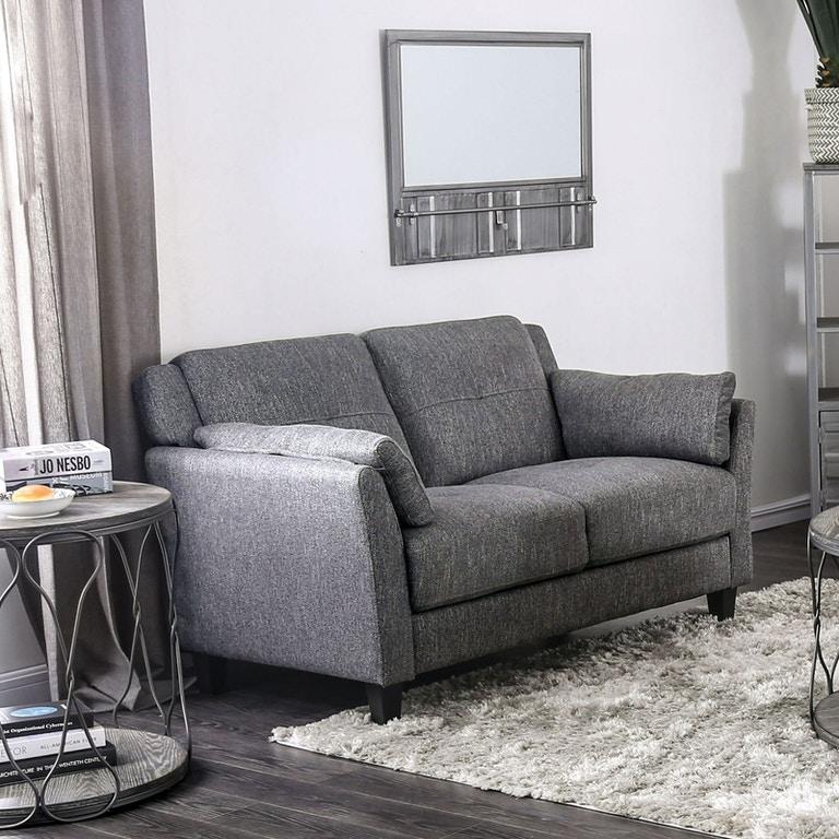 Gray Linen-like Fabric Living Room Set 3pcs I3479