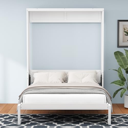 Queen Size Murphy Bed with Desk Combo White C966