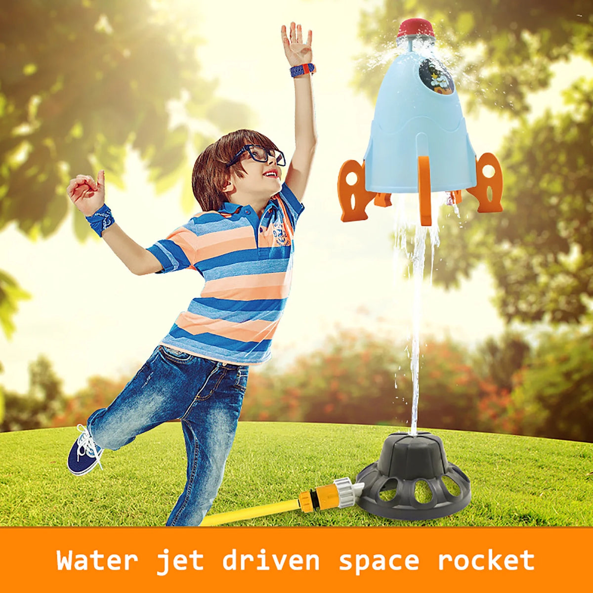 Musical Piano Carpet Space Rocket Sprinkler Water Spray Toy P271915