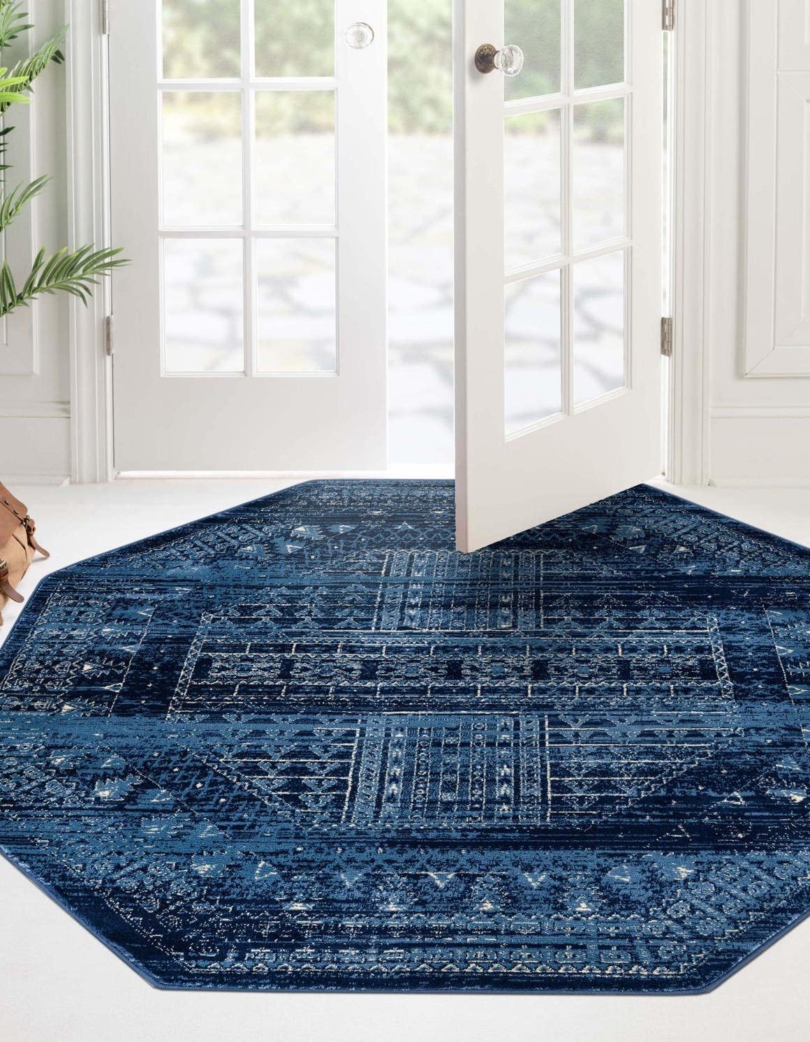 8' Octagon Blue Rug X8340