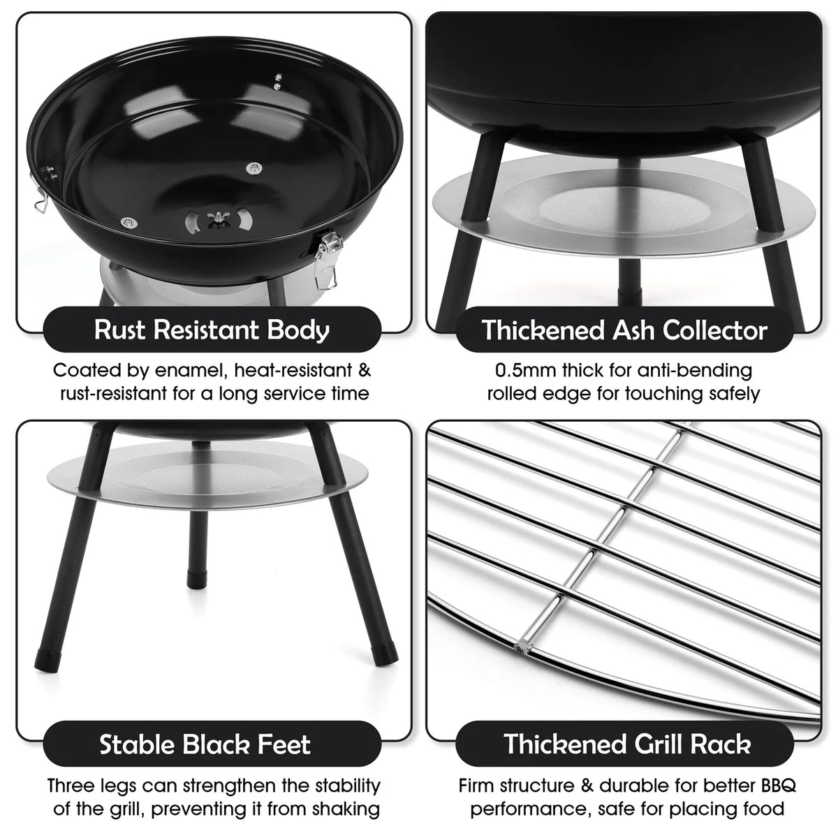 14 inch Portable Charcoal Grill with Black Lid B649