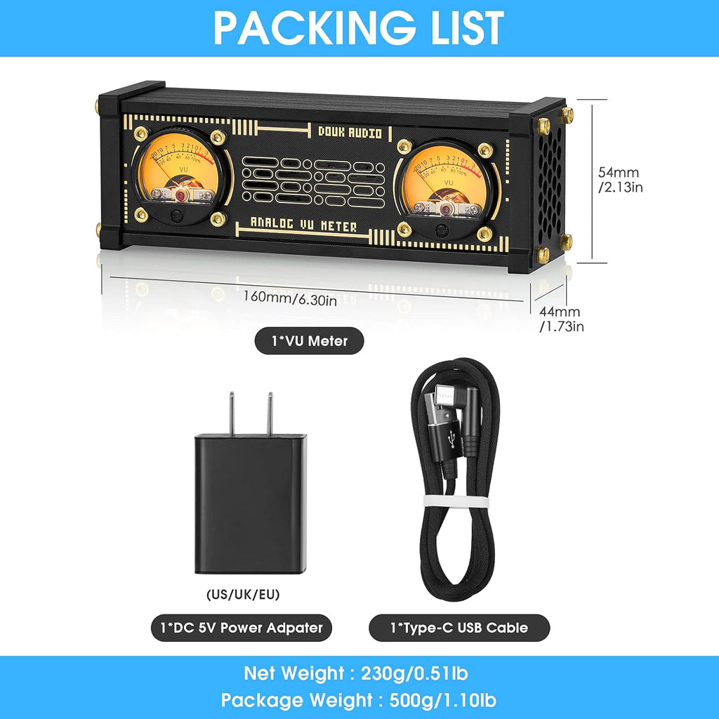 Dual Analog VU Meter RGB Sound Level Indicator N1614